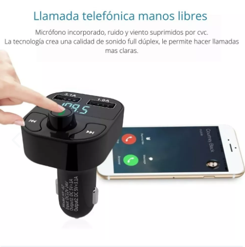 Adaptador Multifuncional Bluetooth, Mp3 y Manos Libres para Automóvil