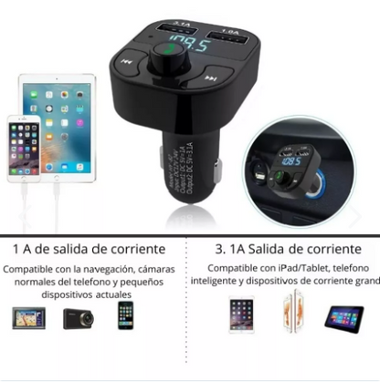 Adaptador Multifuncional Bluetooth, Mp3 y Manos Libres para Automóvil
